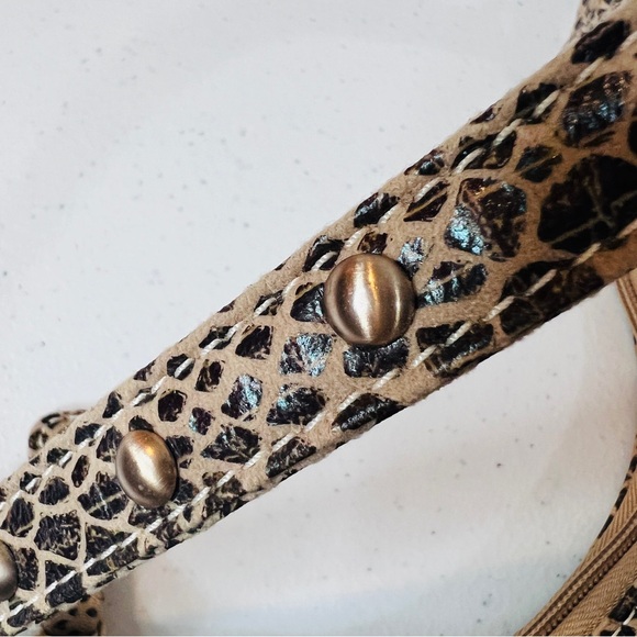 Nine West Baguette Mini Shoulder Bag Brown Tan Reptile Print Faux Leather - Picture 4 of 10